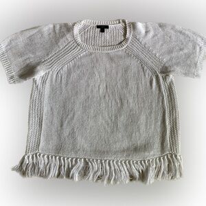 Jcrew fringed short sleeve sweater